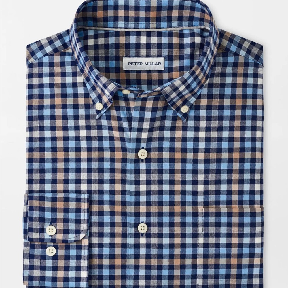 PETER MILLAR CHAMBLY CROWN LITE COTTON-STRETCH SPORT SHIRT IN NAVY NWT